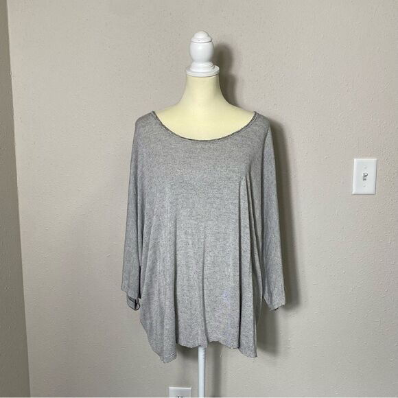 Truly Madly Deeply Oversized Boxy Raw Hem Heathered Tee Shirt Women's Size M-L - Picture 3 of 13